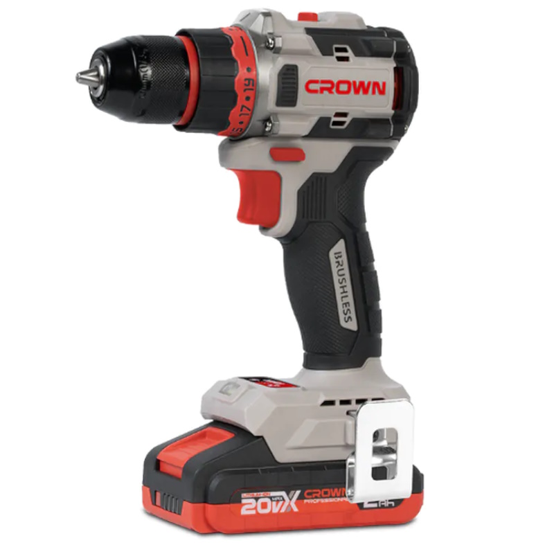 Аккумуляторная дрель-шуруповерт Crown CT21128HMX-2 BMC BL 21700, 20В, 2*2.0Ач, 6 скоростей, 30/50Нм, кейс во Владимире