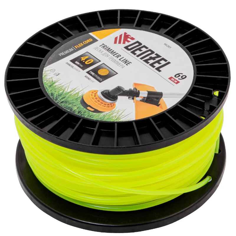 Леска для триммера Denzel FLEX CORD 96283, круглая, 4,0мм х 69м, на DIN катушке  в Твери