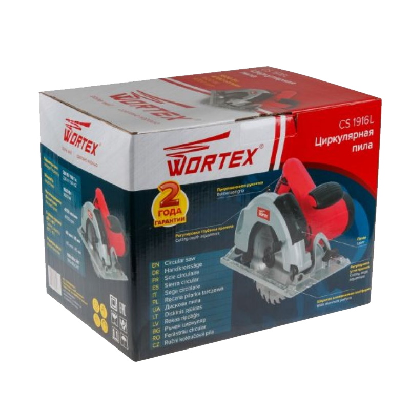Циркулярная пила Wortex CS 1916 L CS1916L00021, 1600 Вт, 190 мм, лазер в Вологде