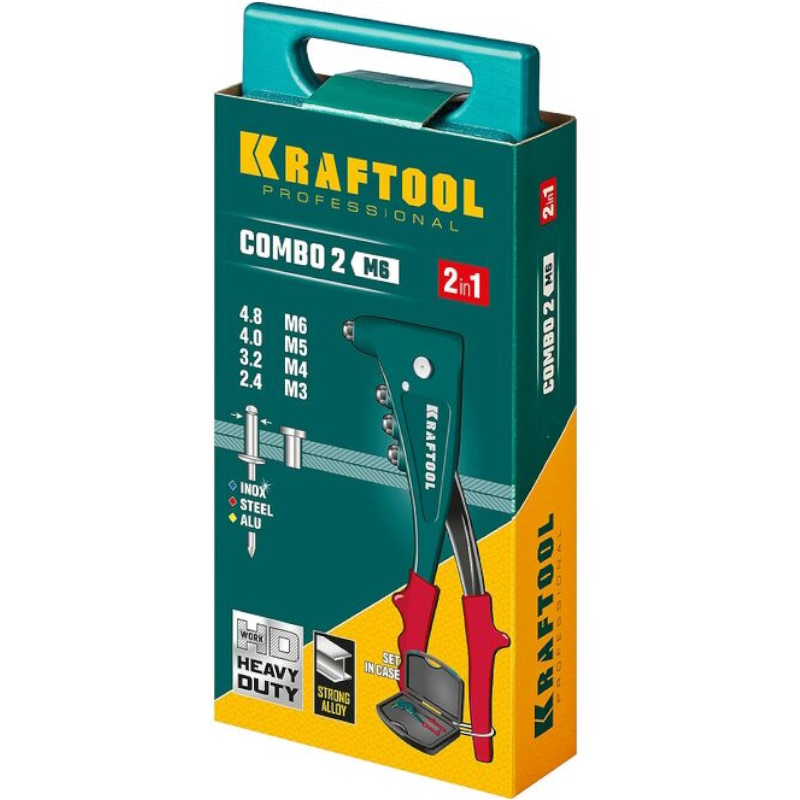 Комбинированный заклепочник в кейсе Kraftool "Combo2-M6" 31180 в Иваново