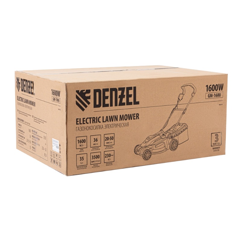 Газонокосилка Denzel GM-1600 96616 (мощность двигателя 1600 Вт) в Туле