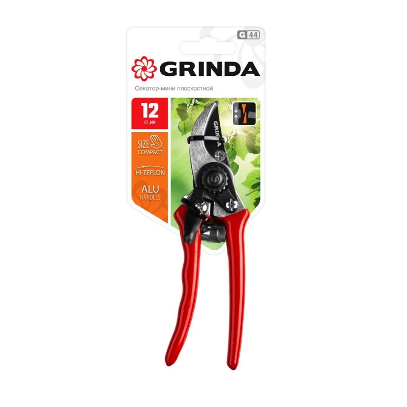 Плоскостной мини-секатор Grinda G-44 8-423000_z02, 152 мм, закаленные лезвия, тефлоновое покрытие, алюминиевые рукоятки, виниловое покрытие в Муроме