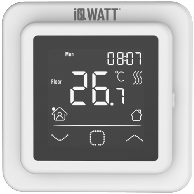 Терморегулятор программируемый с сенсорным Iqwatt IQ THERMOSTAT SMART HEAT 00408 белый 8273₽