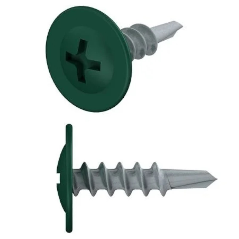 Саморез Starfix SM-18343-12000 42х19 мм с прессшайбой цинк со сверлом RAL 6005 12000 шт в коробе 12036₽