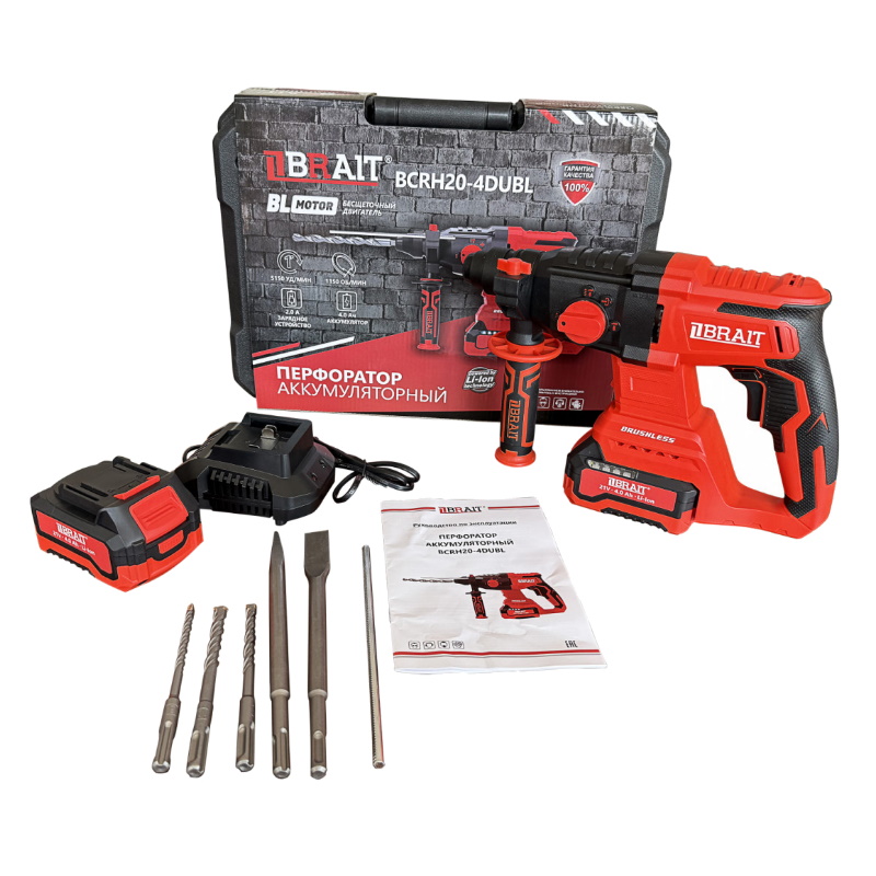 Аккумуляторный перфоратор Brait BCRH20-4DUBL 21.01.275.064 в кейсе в Коврове