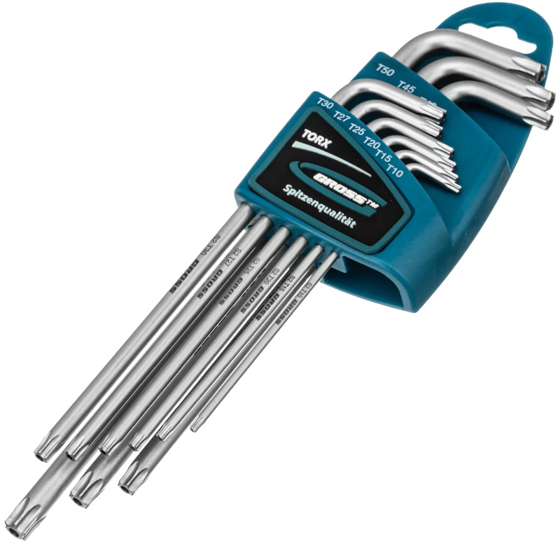 Набор ключей имбусовых Gross 16408, TORX-TT, 9 шт: T10-T50, S2, сатинированные в Иваново