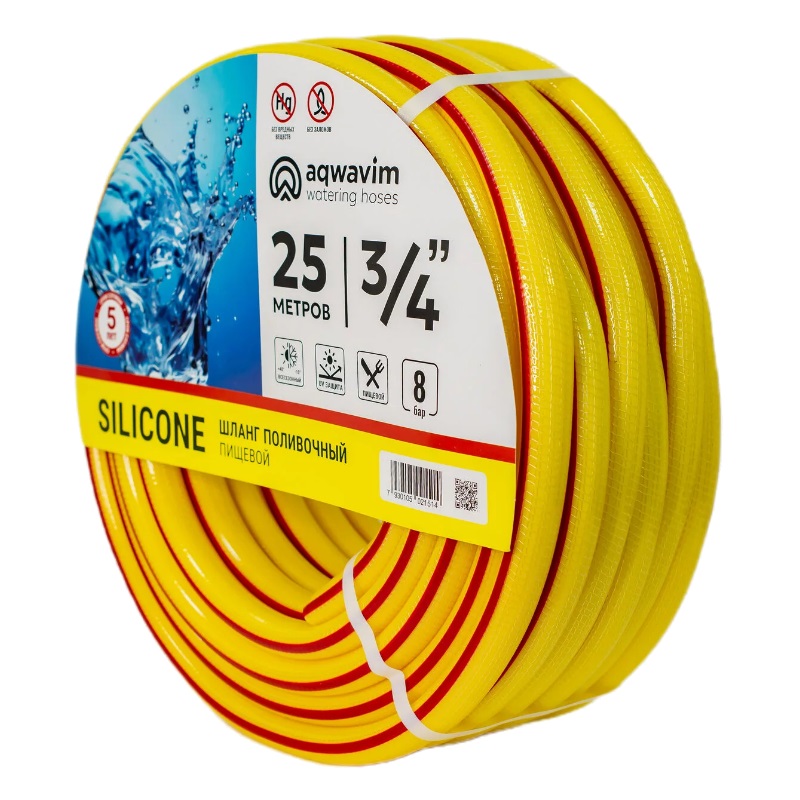 Шланг ПВХ армированный Aqwavim Silicone НФ-00008749, 3-х слойный, 3/4", 25 м