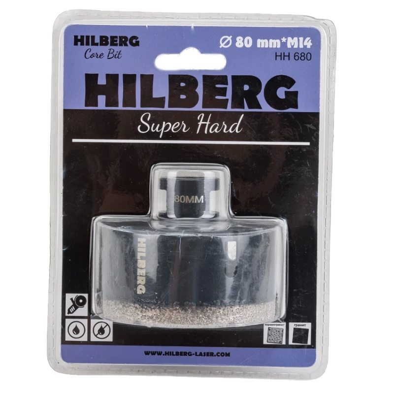 Коронка алмазная Hilberg HH680, 80 мм, Super Hard, M14  в Переславле