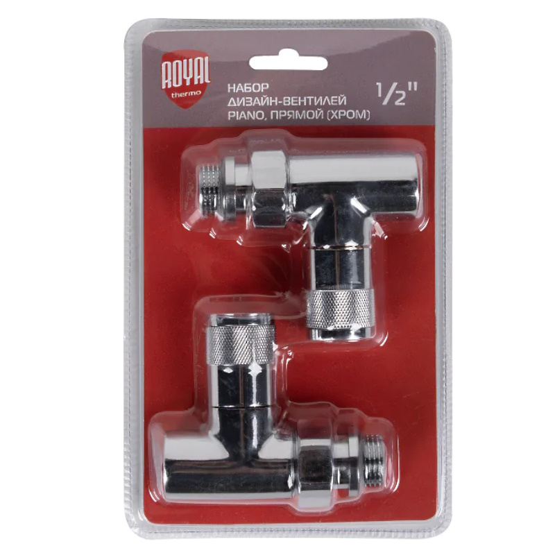 Набор дизайн-вентилей Royal Thermo PIANO НС-1161360, прямой, хром, 1/2" в Коврове