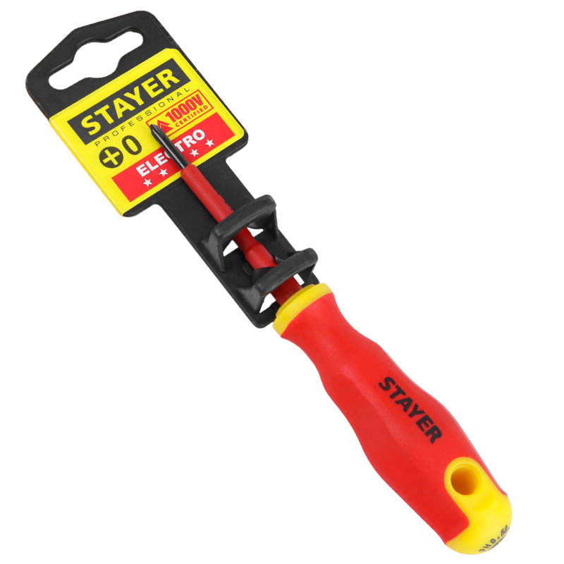 Отвертка диэлектрическая Stayer 25142-0-06, PH0x60 мм, до 1000 Вт в Туле