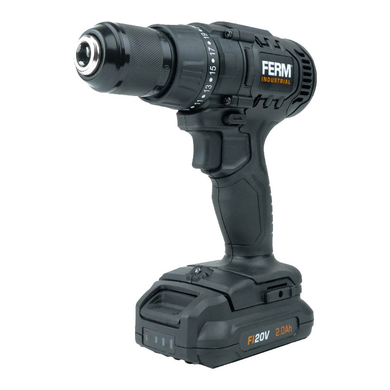 Аккумуляторная дрель-шуруповерт Ferm Industrial CDM1141P, 20В, 50Нм, 2,0 Ач., 2 скорости, 2 акк., Li-ion, БЗП, 13 мм., кейс во Владимире