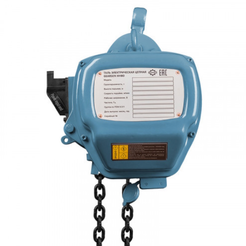 Таль электрическая цепная GEARSEN GHHBD 10120-01 J АБ-00016282, HHBD, 1,0 т, 12 м, J-01 в Угличе