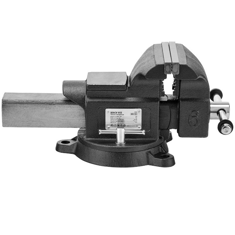 Тиски слесарные Denzel BVH-150 18685, 150 мм, поворотные, стальная направляющая, с наковальней в Угличе