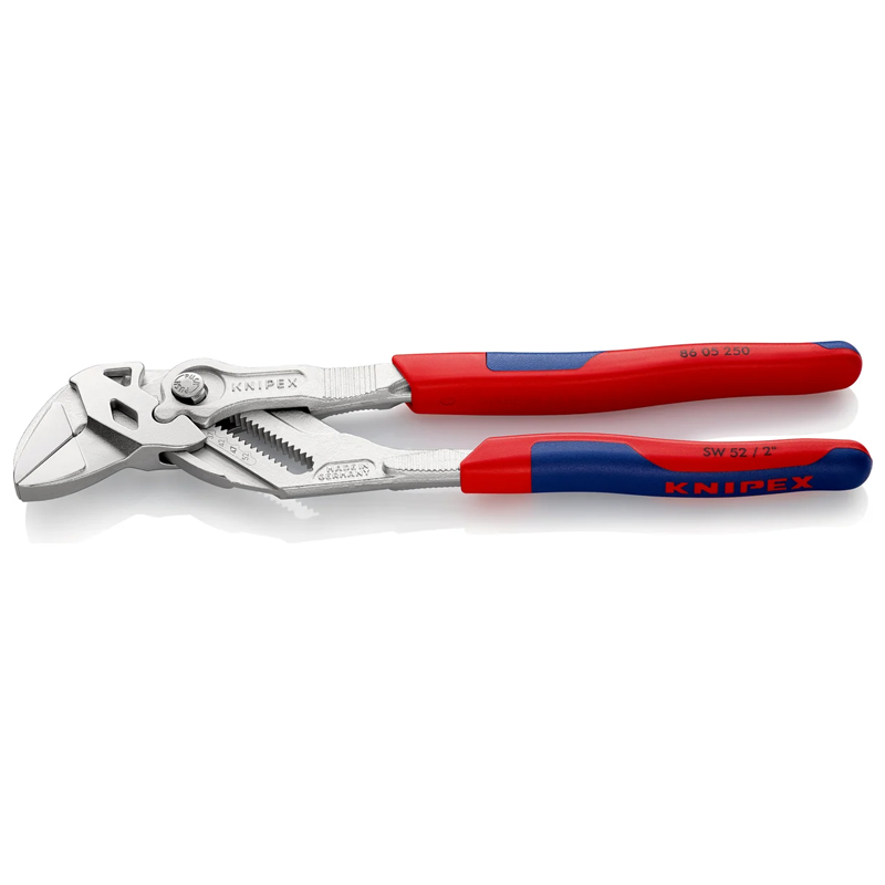 Клещи переставные-гаечный ключ Knipex KN-8605250SB зев 52 мм, длина 250 мм, хром, 2-комп ручки