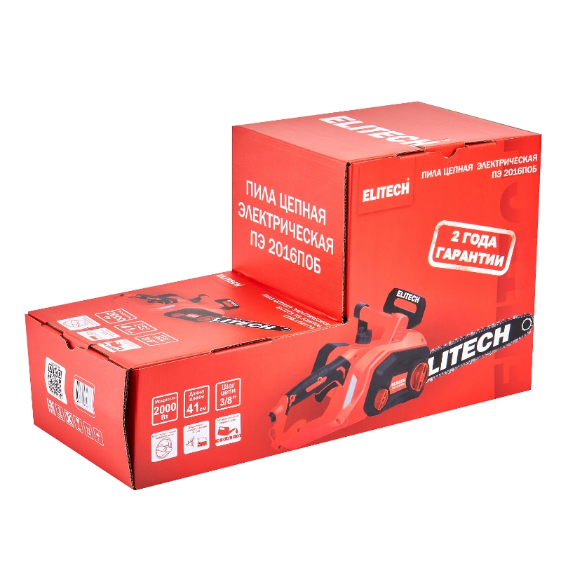 Пила цепная Elitech ПЭ 2016ПОБ 210672 (E1611.021.00),2000Вт,шина41см,шаг3/8"