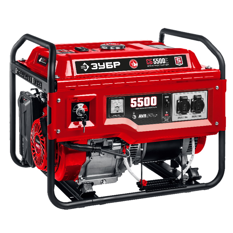 Генератор бензиновый Зубр СБ-5500Е, 5500 Вт, с электростартером