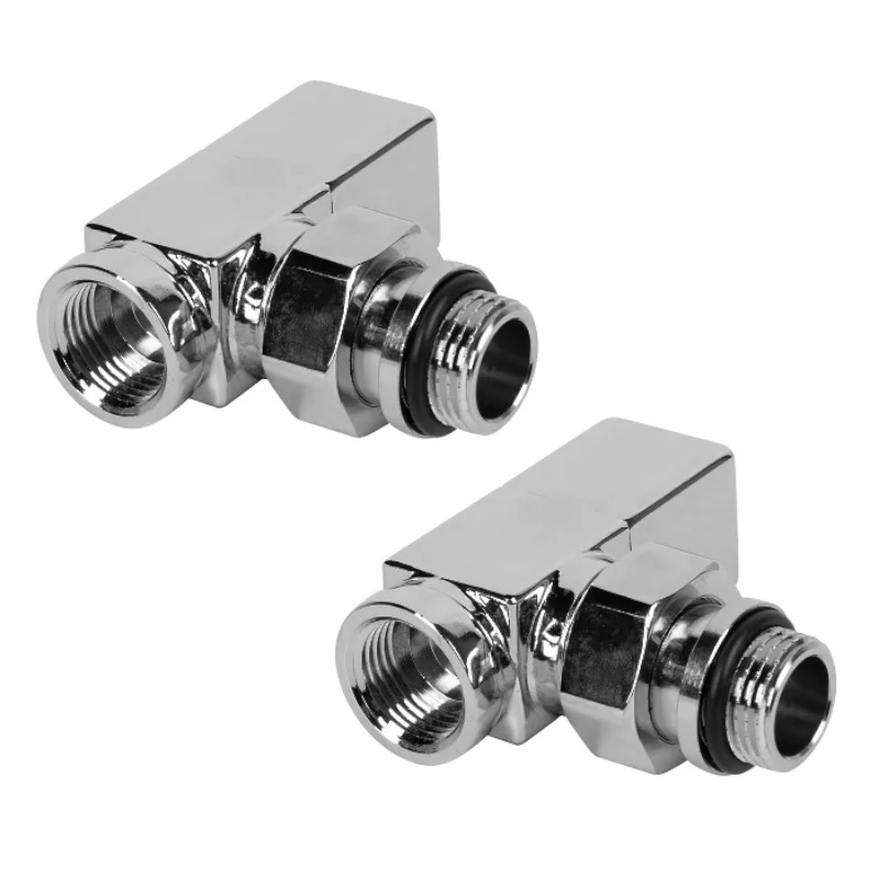 Набор дизайн-вентилей Royal Thermo CUBE НС-1193191, угловой, хром, 1/2" в Иваново