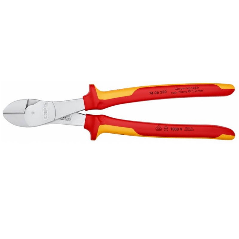 Бокорезы особо мощные Knipex KN-7406250 VDE, 250 мм, хром, 2-комп диэлектрические ручки