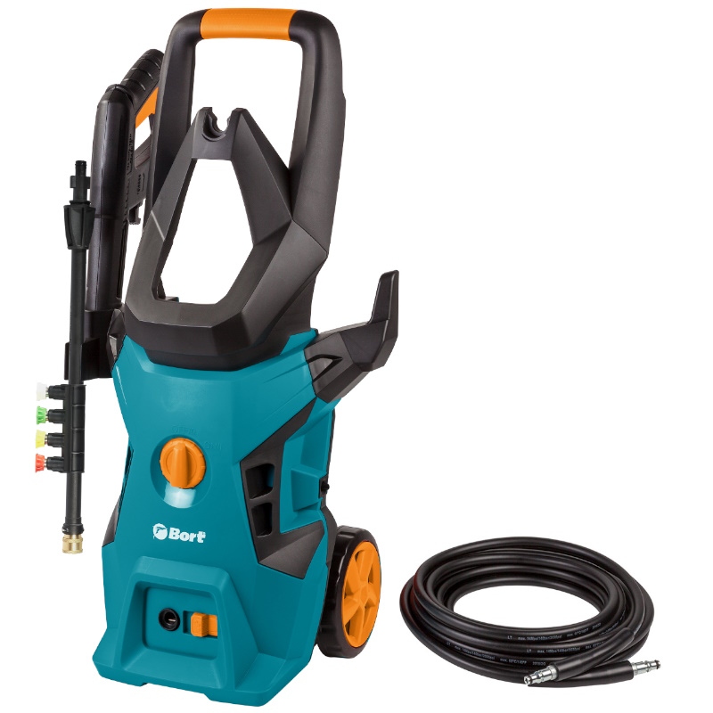 Мойка высокого давления Bort BHR-2000-Pro 91276070, 150 бар, 2 кВт, 7,5 л/мин, автостоп, шланг 8 м, набор аксессуаров 9 шт, самовсасывание в Туле