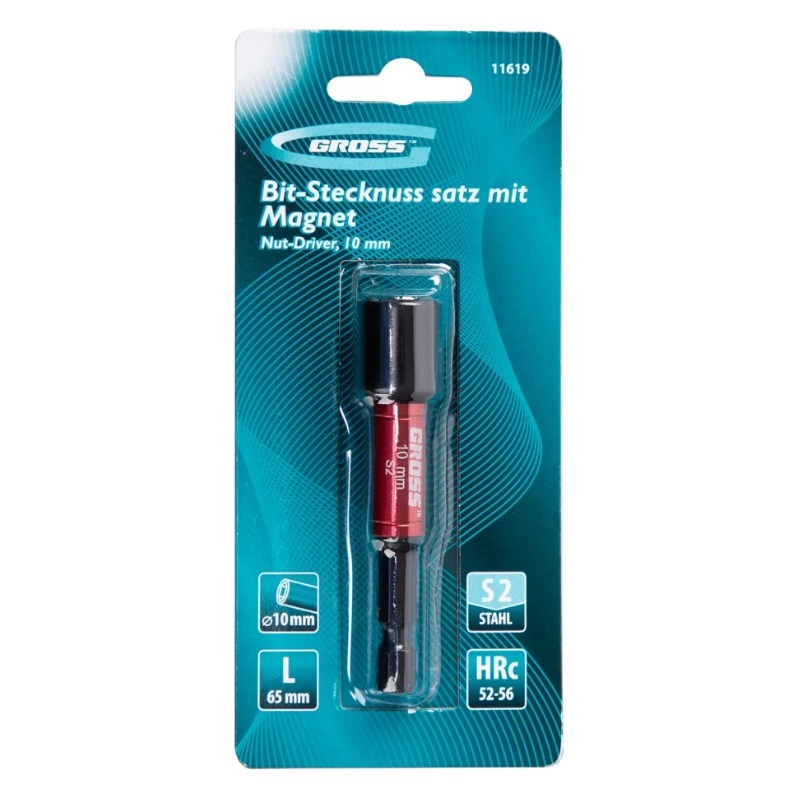 Бита с торцевой головкой Gross 11619 (магнитная, Nut-Driver, 10 мм, S2) в Твери
