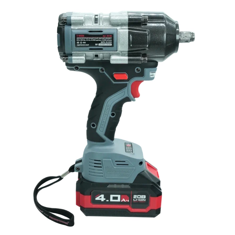 Гайковёрт аккумуляторный ProfiPower T-900N E0186M1 (Li-ion-1шт, 4.0Ач, 900Нм, ударная головка 17/19/21мм, З/У, в кейсе)