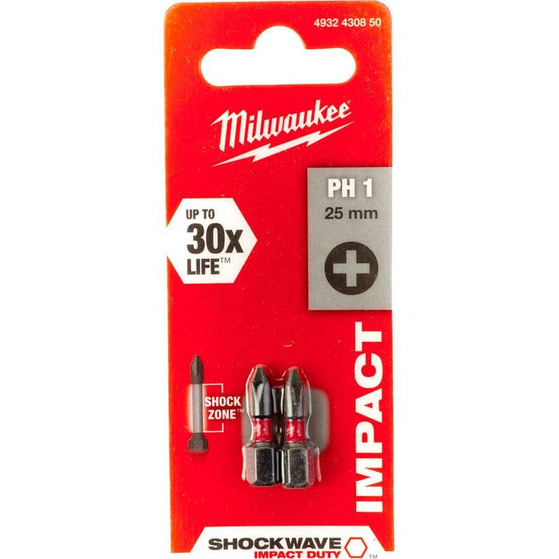 Набор бит Milwaukee Shockwave 4932430850, PH1, 25мм, 2 шт. в Коврове