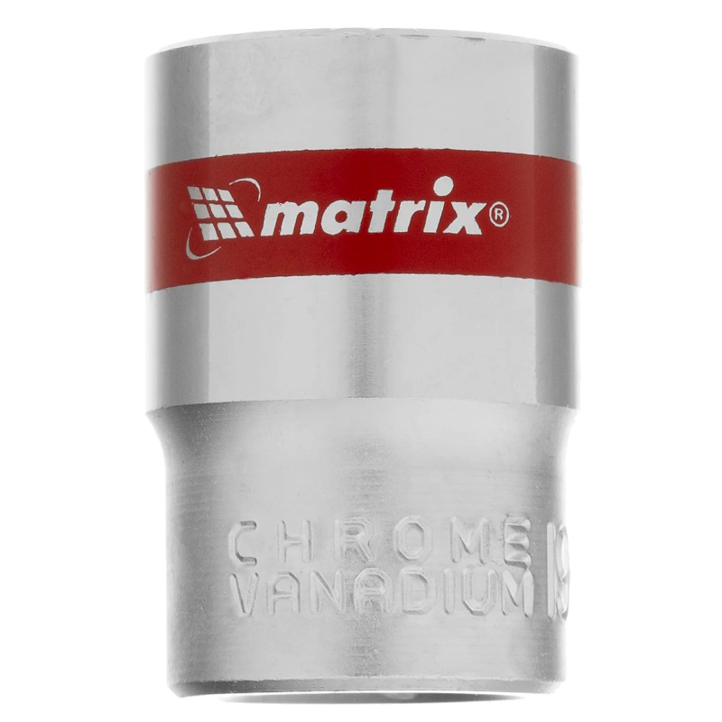 Головка торцевая Matrix 13691, 19 мм, 12-гранная, CrV, под квадрат 1/2", хромированная