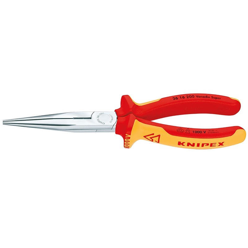 Длинногубцы с режущими кромками Knipex KN-2616200SB VDE 200 мм хром 2-комп диэлектрические ручки SB 5200₽