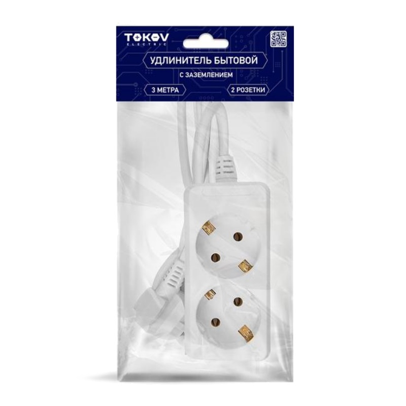Удлинитель Tokov Electric TKE-C01-BU2-3-1-Z (2х3 м, с заземлением) в Рыбинске