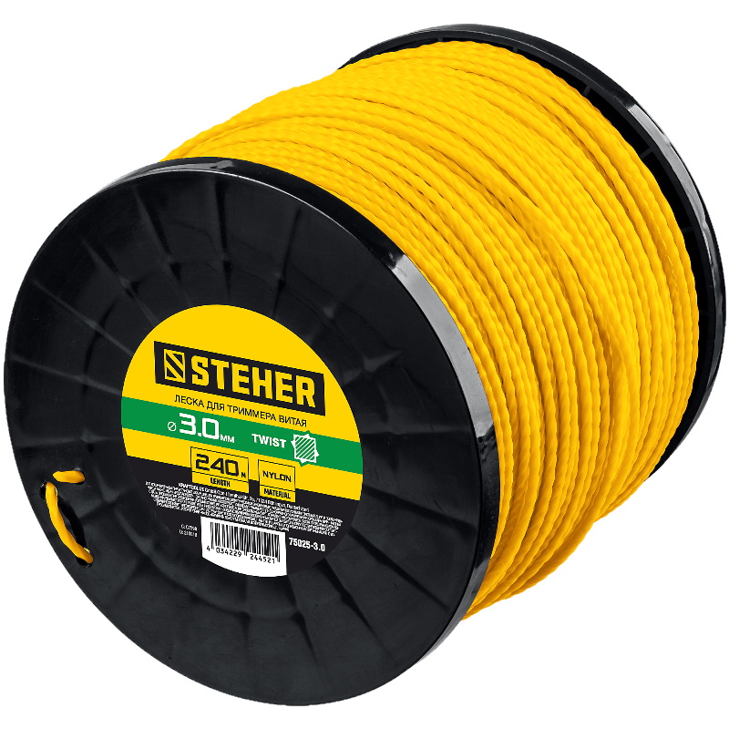 Леска для триммера Steher 75025-3.0 витой квадрат, 3.0 мм, 240 м