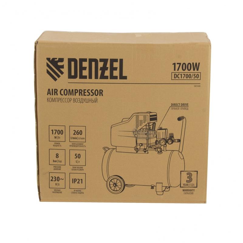 Компрессор воздушный Denzel DC1700/50 58164, 1,7 кВт, 260 л/мин, 50 л в Переславле