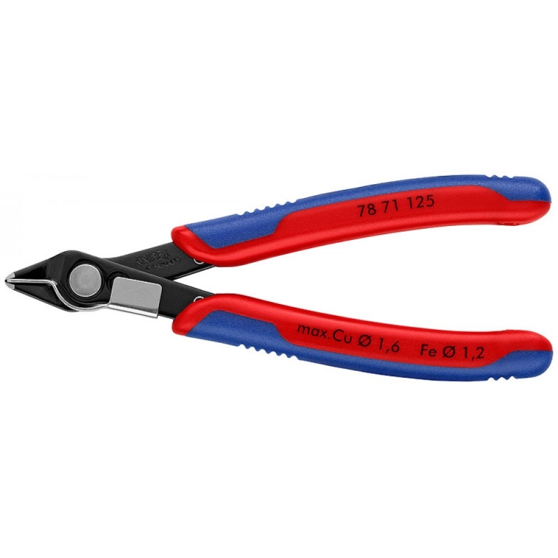 Бокорезы прецизионные Knipex Electronic Super Knips KN-7871125SB чернёные, зажим для проволоки, 125 мм, 2-комп ручки в Рыбинске
