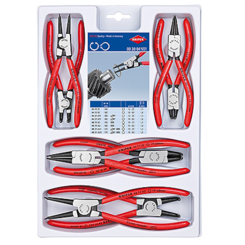 Набор щипцов для внутренних и внешних стопорных колец Knipex KN-002004V01 8 пр BK 26285₽