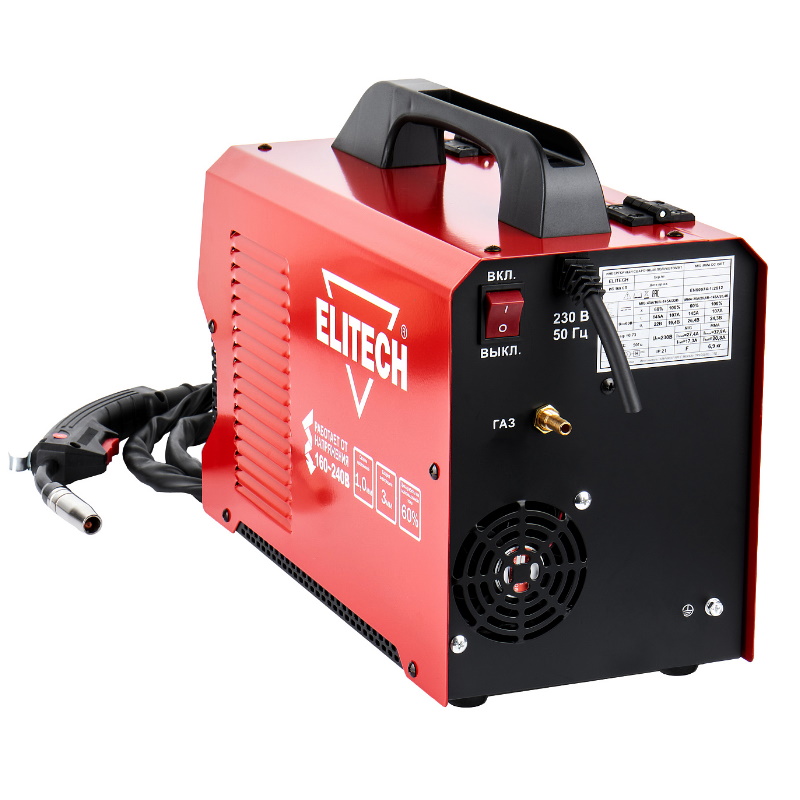 Инвертор Elitech ДМ ИС 160 СП 204753, MIG/MAG, 220В, 4.1 кВт, 30-160A(MIG), 20-160А(MMA)