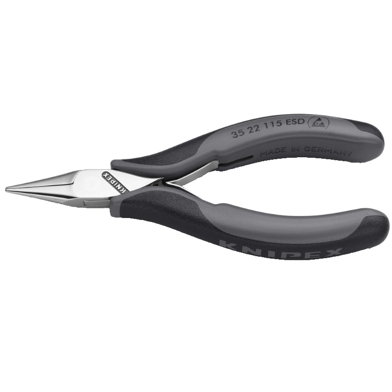 Плоскогубцы захватные Knipex KN-3522115ESD для электроники ESD плоскокруглые губки 115 мм 2-компонентные антистатические ручки 7154₽