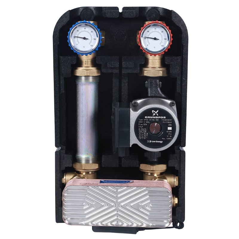 Насосная группа с теплообменником Stout SDG-0038-182502, 18 пластин, с насосом Grundfos UPSO 25-65/180, в теплоизоляции в Иваново