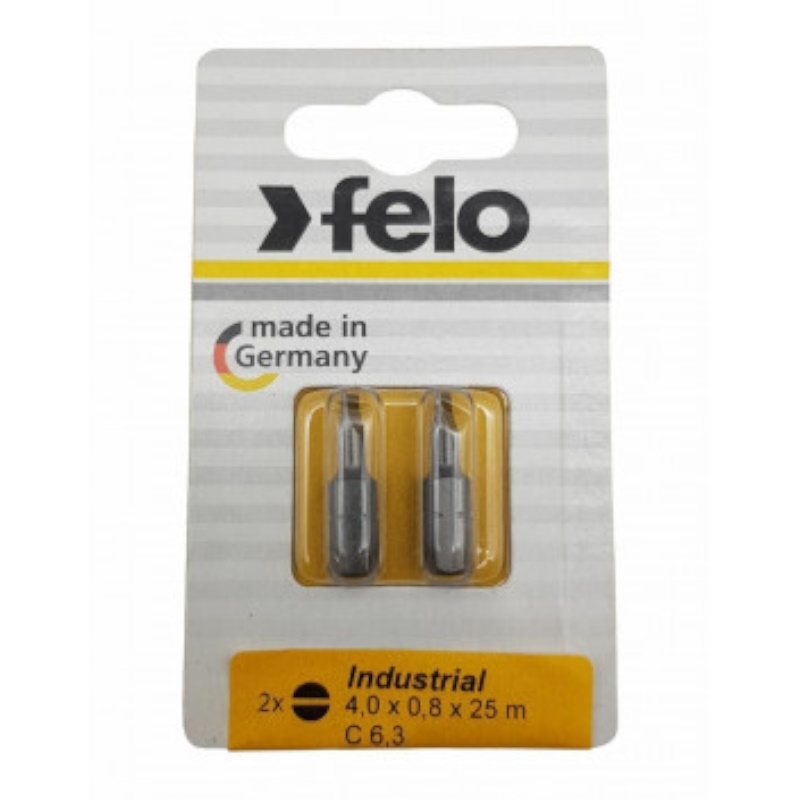 Бита Плоская шлицевая Felo Industrial 02041036, 4,0X0,8X25, 2 шт. в блистере (Германия) в Твери