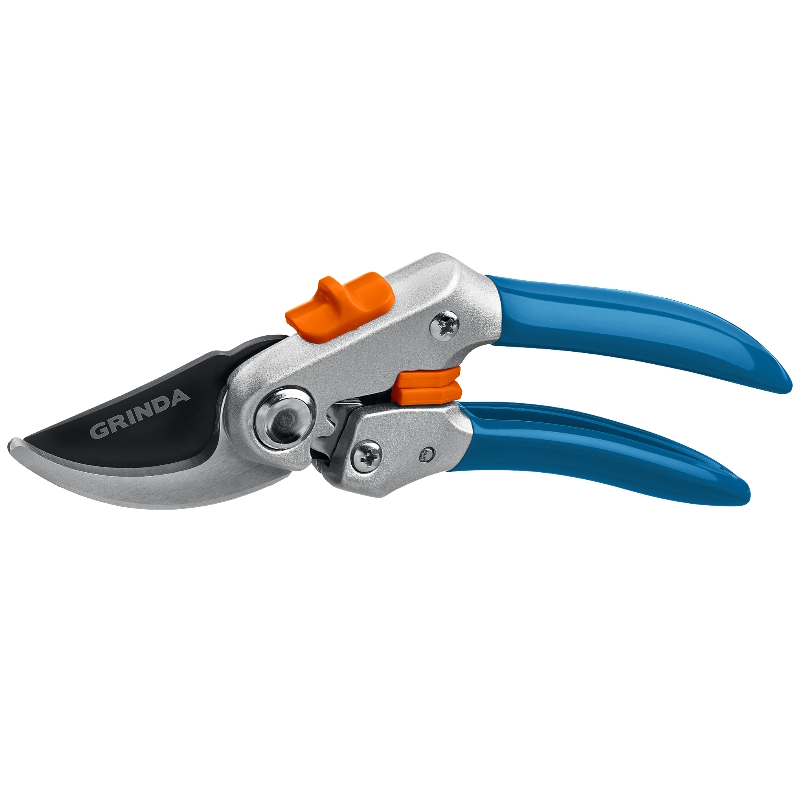 Плоскостной секатор Grinda P-51 PROLine 423451, 200 мм, закаленная сталь, шестерённая передача, двухкомпонентные рукоятки, покрытие ПВХ в Муроме