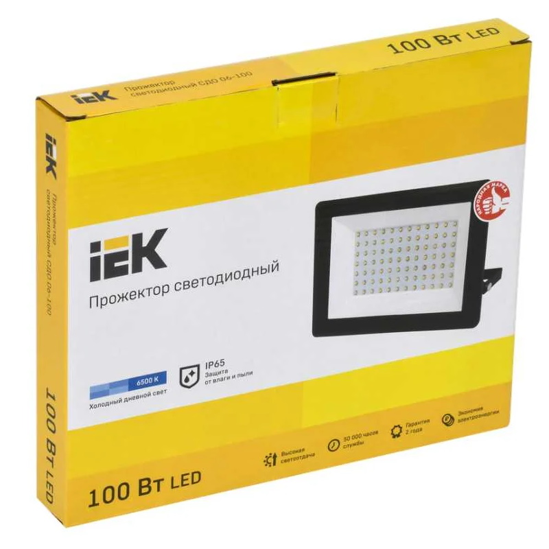 Прожектор светодиодный СДО 06-100 IEK LPDO601-100-65-K02, 6500К , 8000Лм, IP65 черный