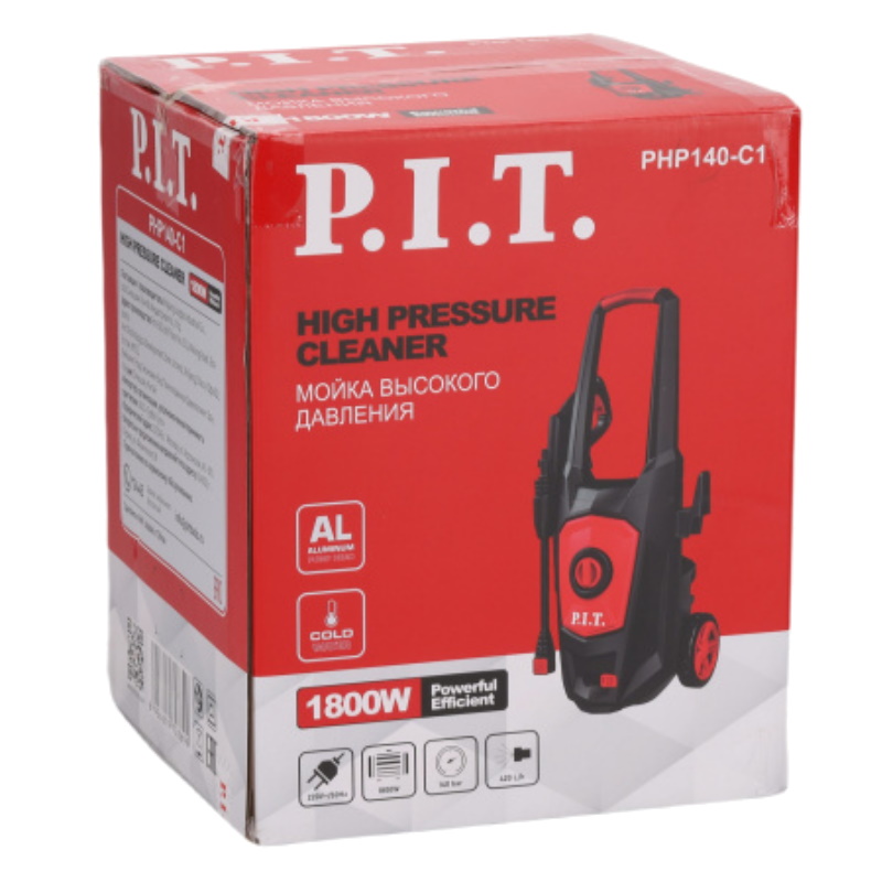 Мойка высокого давления P.I.T. PHP140-C1, 140 бар, электрическая, 1800 Вт, 420 л/ч, колеса, бак для пены в Твери