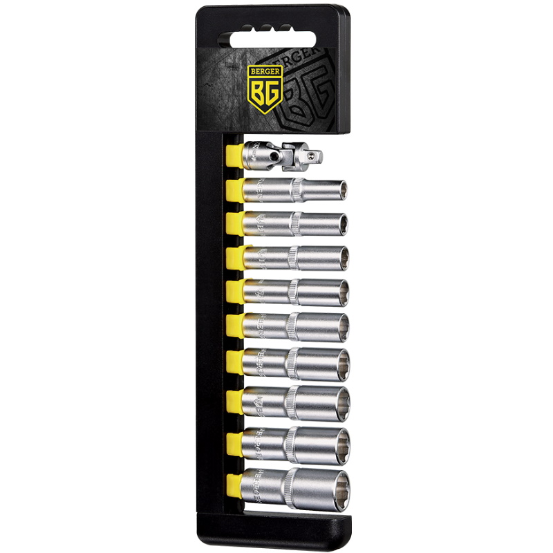 Набор удлиненных торцевых головок Berger BG BG2033, 1/4, SuperLock, 10 штук  в Переславле