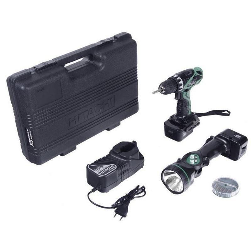 Аккумуляторная дрель-шуруповерт Hitachi DS12DVF3-TB + фонарь