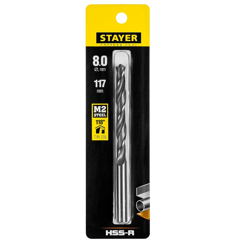 Сверло по металлу Stayer 29602-8 HSS-R 8.0х117мм в Ярославле