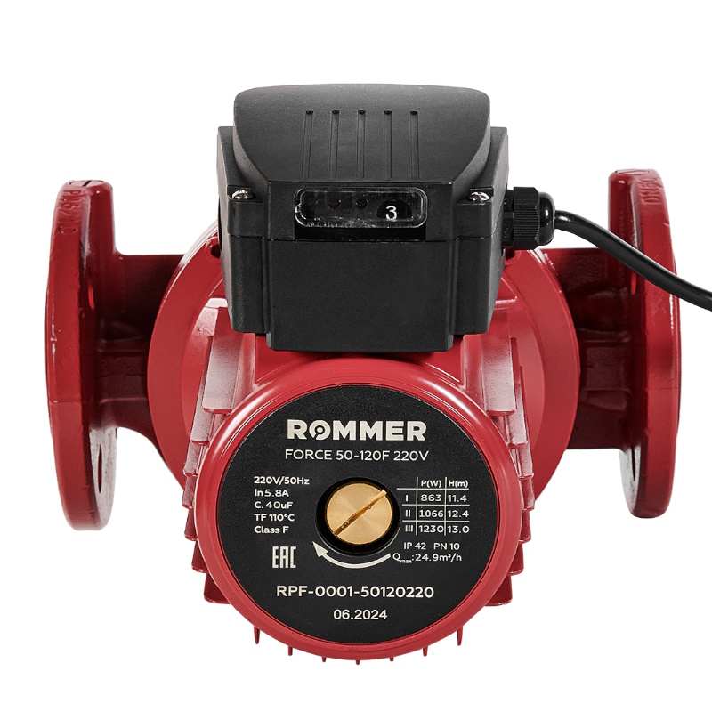 Насос циркуляционный Rommer FORCE RPF-0001-50120220, фланцевый, трехскоростной, 50-120F, 220V в Угличе