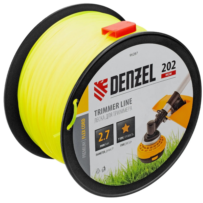 Леска для триммера Denzel FLEX CORD 96287, звезда, 2.7 мм х 202 м, на DIN катушке