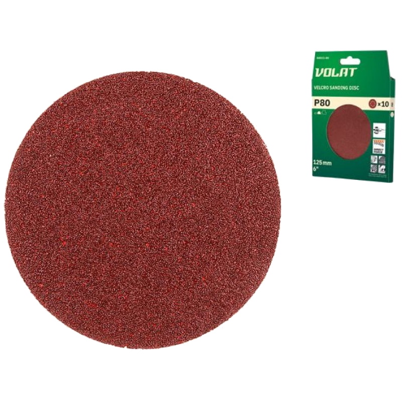 Шлифлист Волат 80011-80 125 мм круг Р80 для дерева 10 штук 86₽