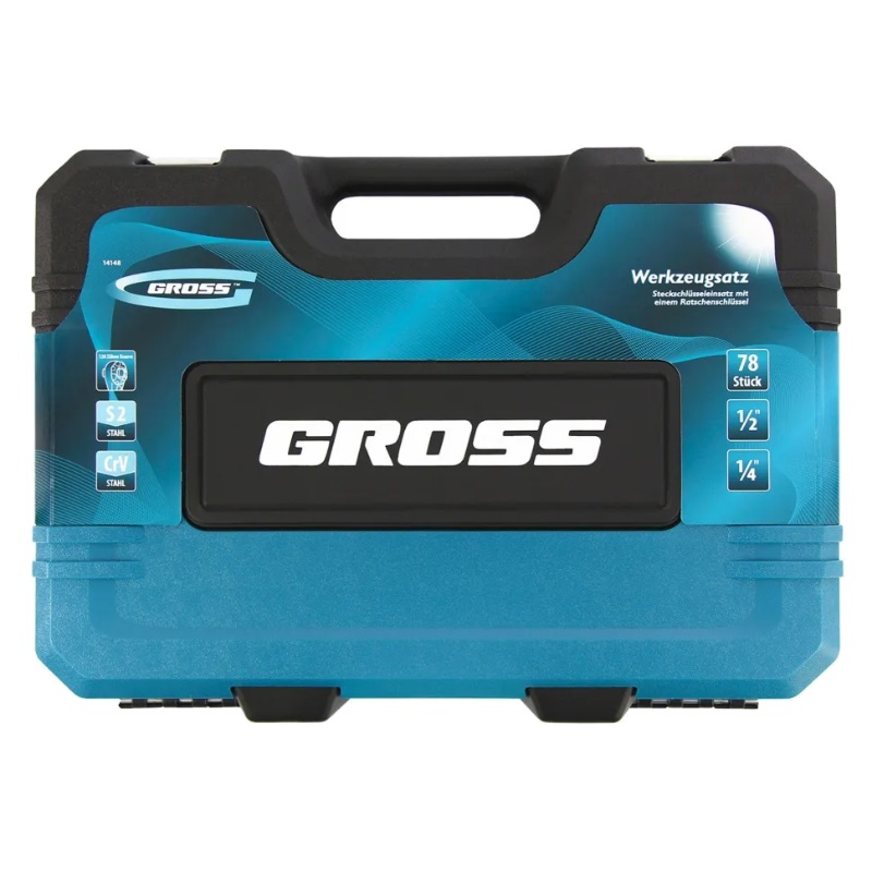 Набор инструментов Gross 14148, 1/4", 1/2", CrV, 120 зубьев, 78 предметов, кейс