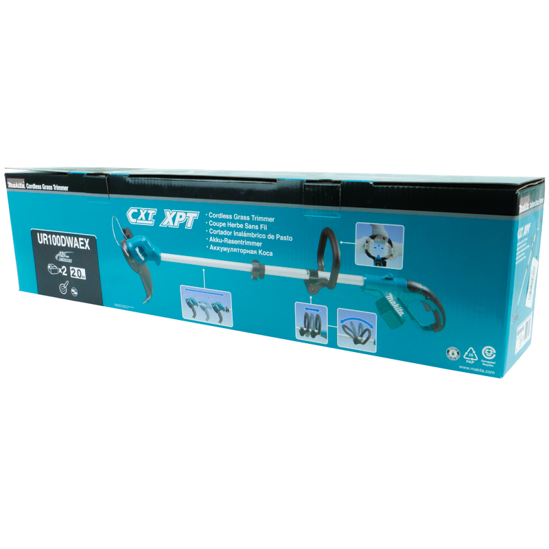 Аккумуляторный триммер для газона Makita UR100DWAEX (D-образная рукоять, 12В, акк. 2 Ач + ЗУ) в Туле