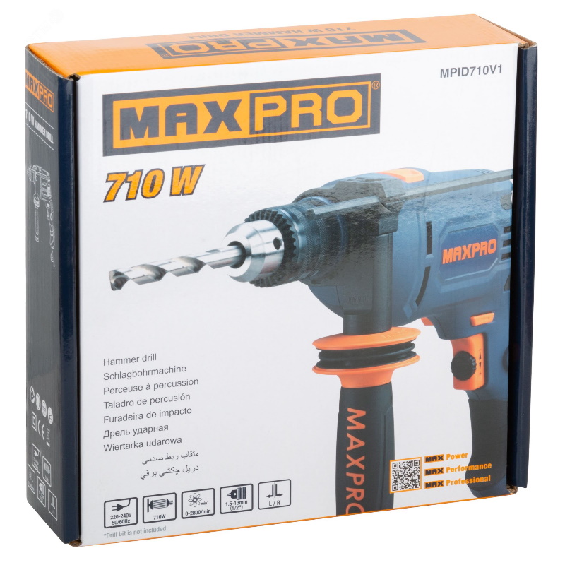 Дрель ударная Max-Pro 85066, 710 Вт, 0-2800 об/мин, ключевой патрон, 1,5-13 мм