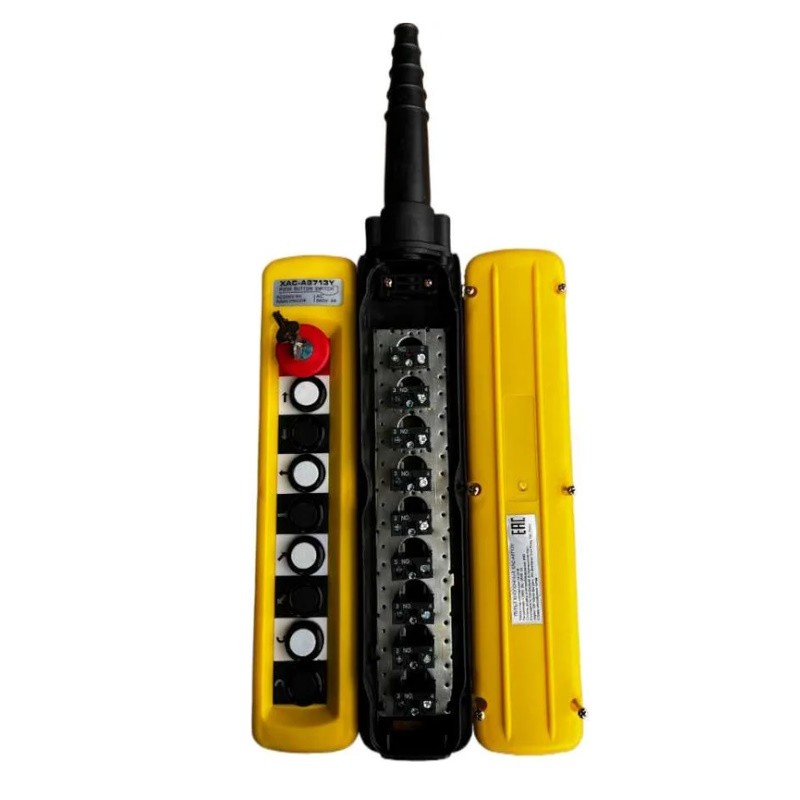 Пульт управления для тали Tor XAC-A8713Y 1047465, 8 кнопок, 1 скорость, ключ-марка, стоп, IP65, 380В в Кинешме